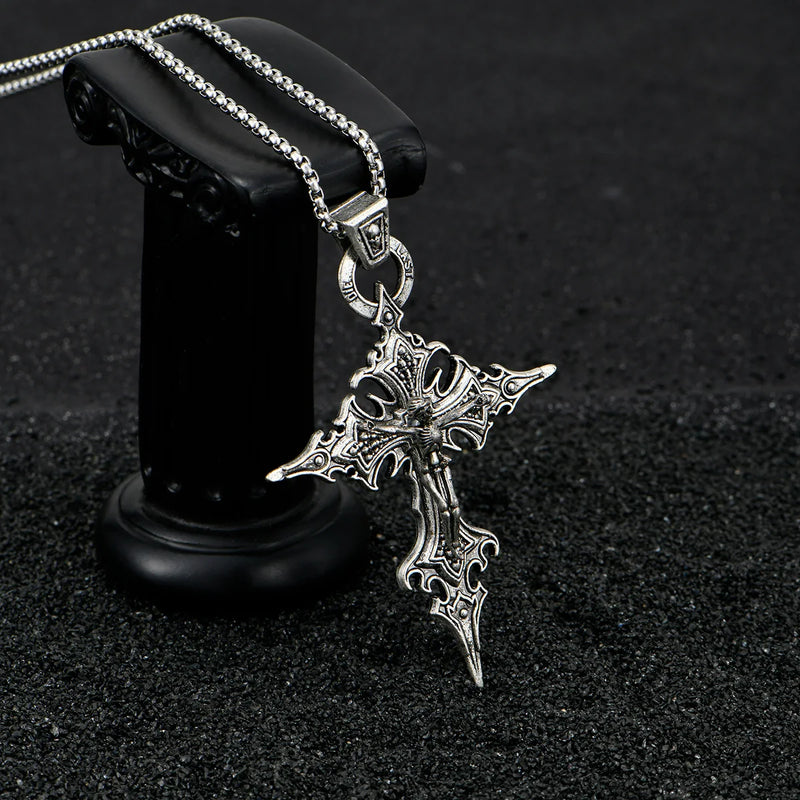 Gothic Skull Cross Pendant Necklace