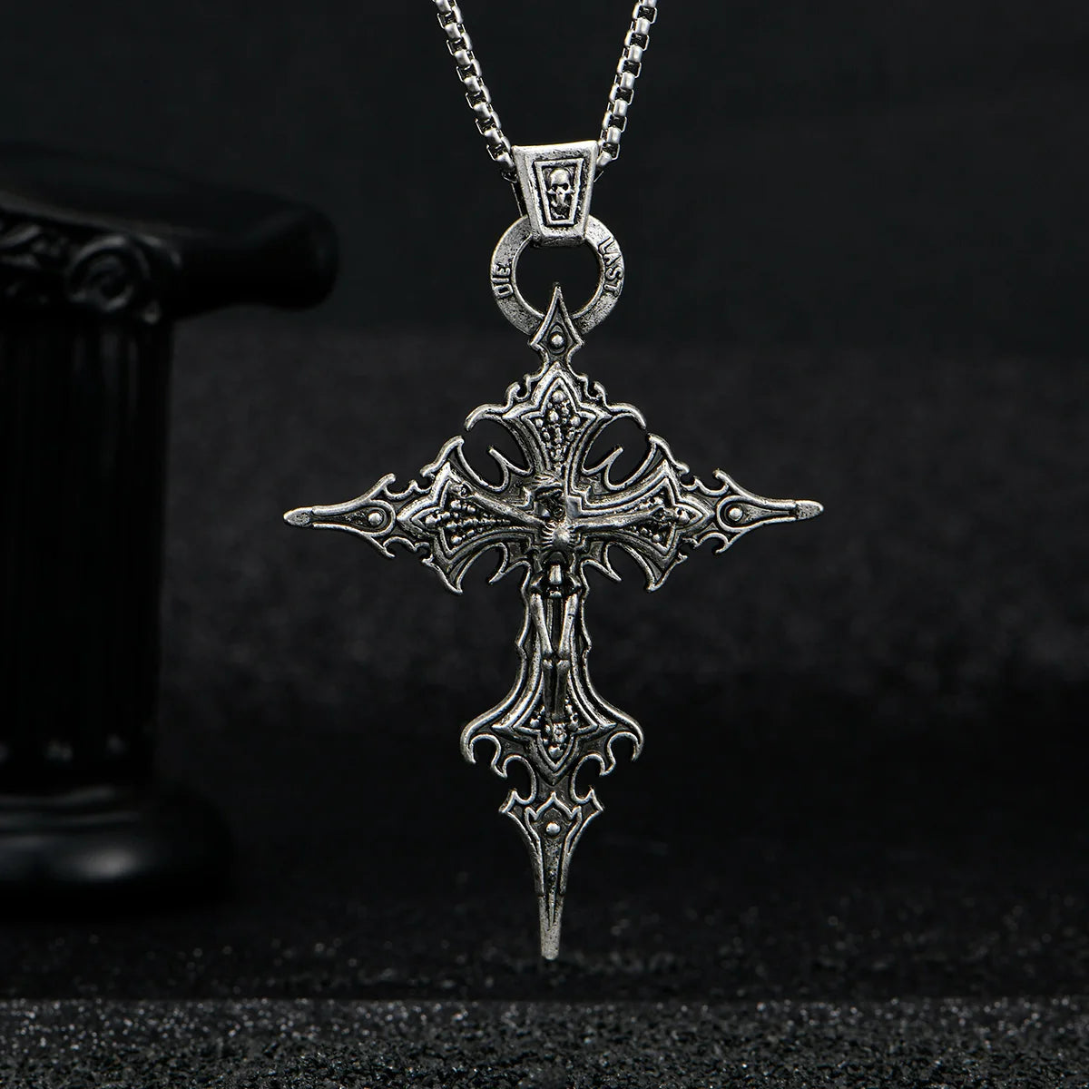 Gothic Skull Cross Pendant Necklace
