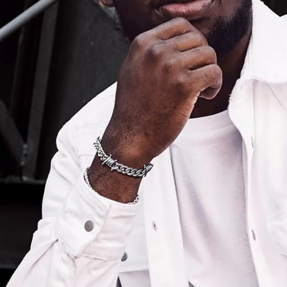 Stainless Steel Thorn Cuban Link Bracelet