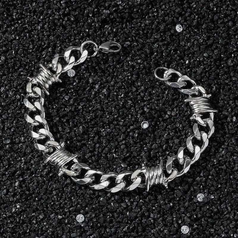 Stainless Steel Thorn Cuban Link Bracelet
