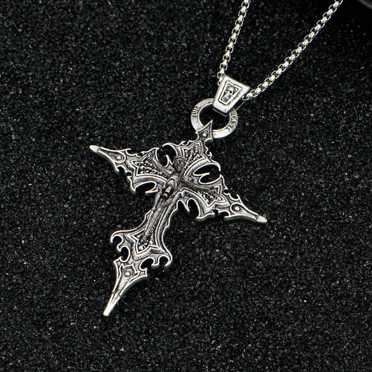 Gothic Skull Cross Pendant Necklace