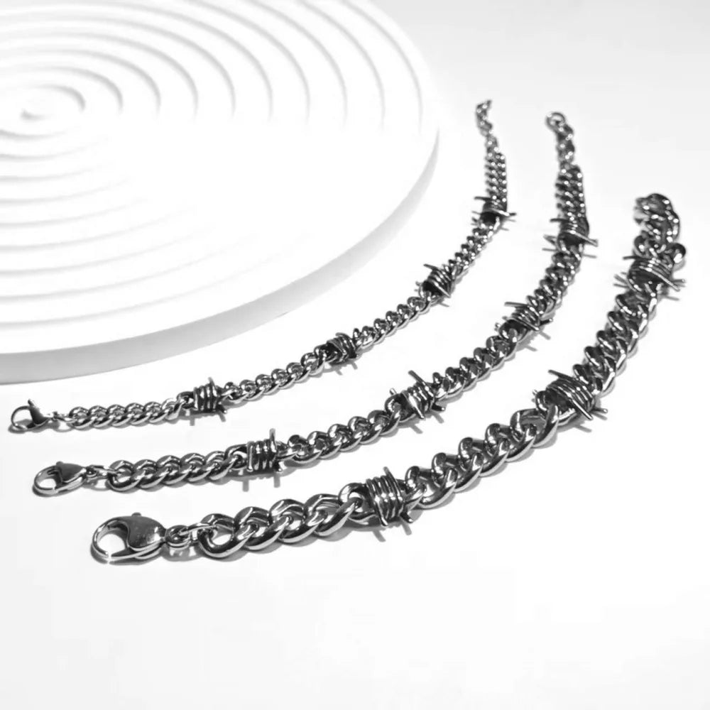 Stainless Steel Thorn Cuban Link Bracelet