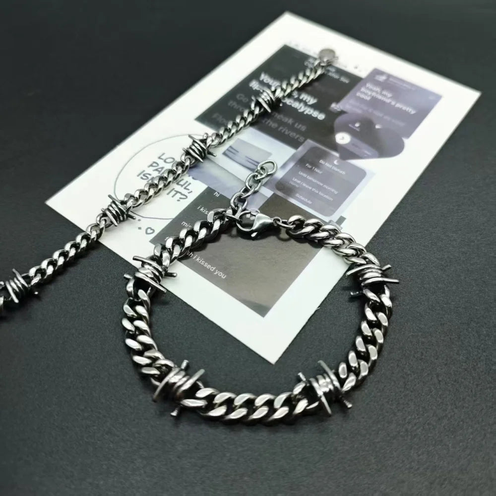 Stainless Steel Thorn Cuban Link Bracelet