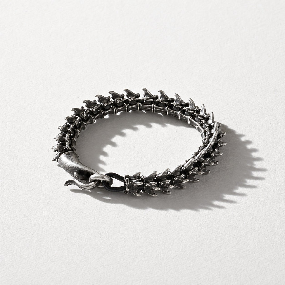Dark Gothic Dragon Spine Bracelet — Drokt profile view