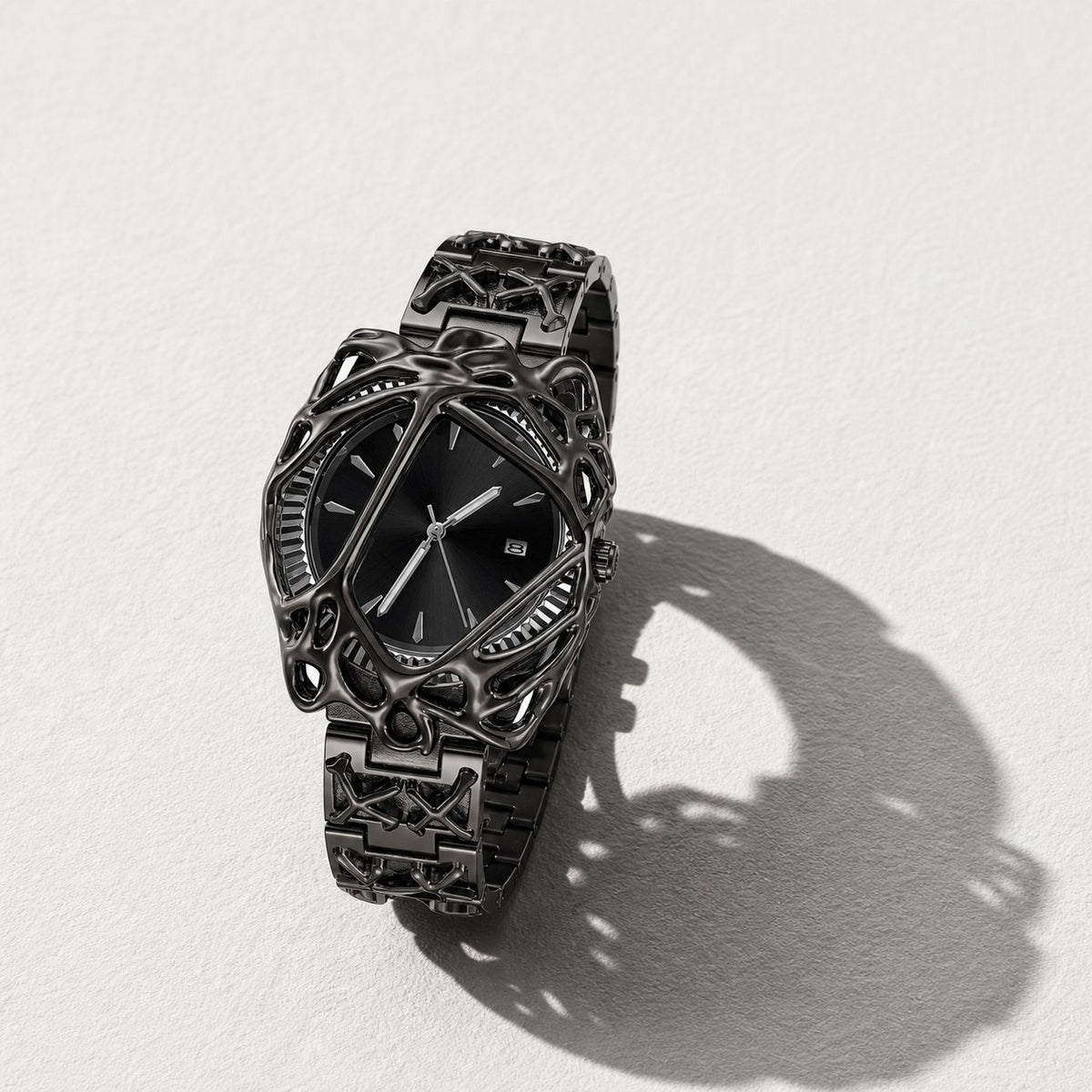 Spiderweb Dial Statement Watch — Black dial — Drokt