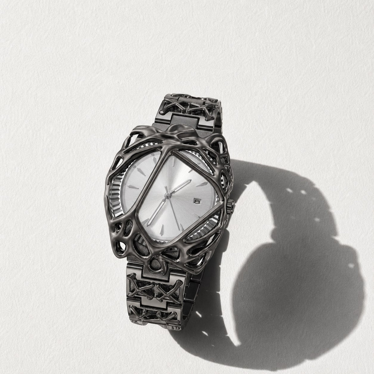 Spiderweb Dial Statement Watch — Silver dial — Drokt