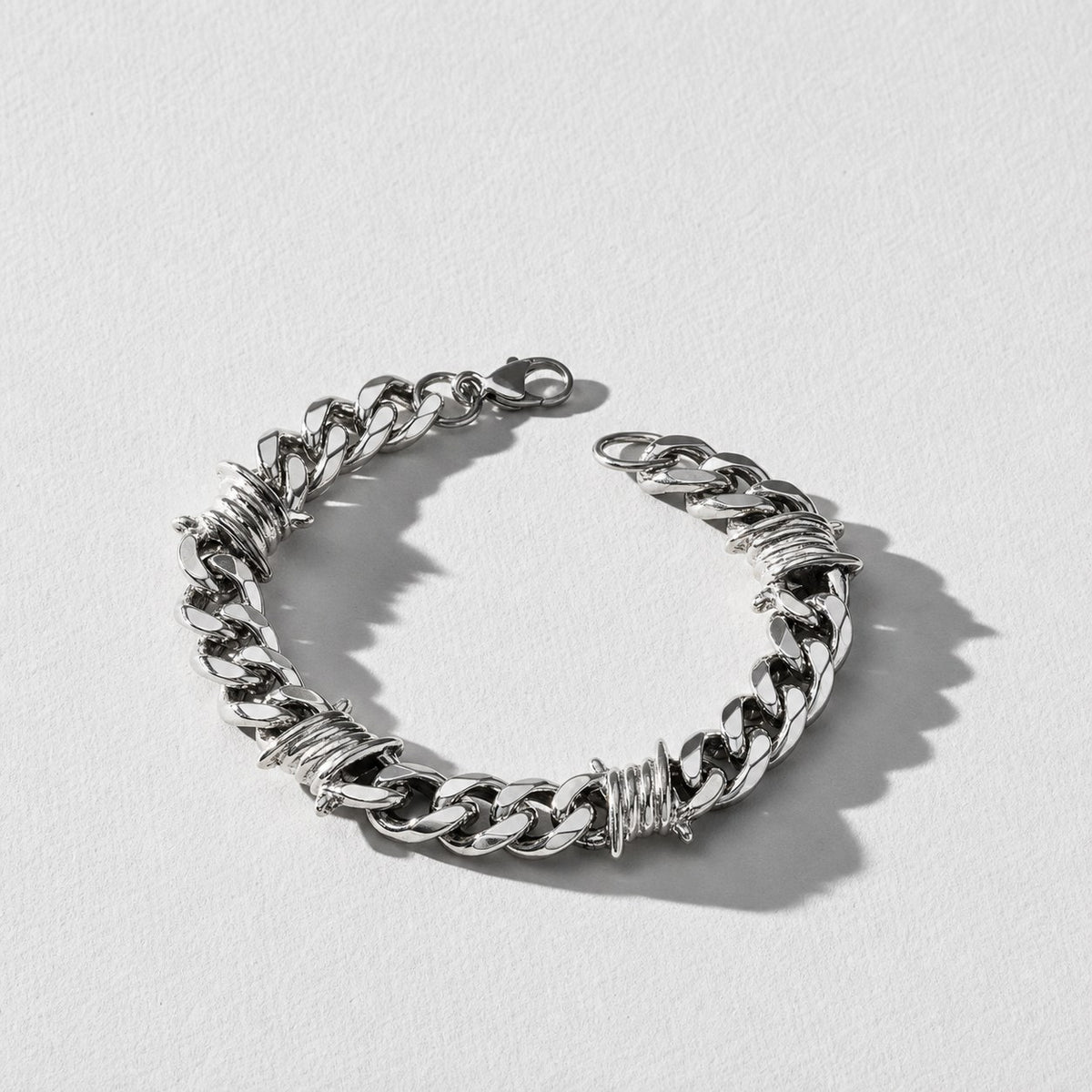 Stainless Steel Thorn Cuban Link Bracelet — Drokt studio detail