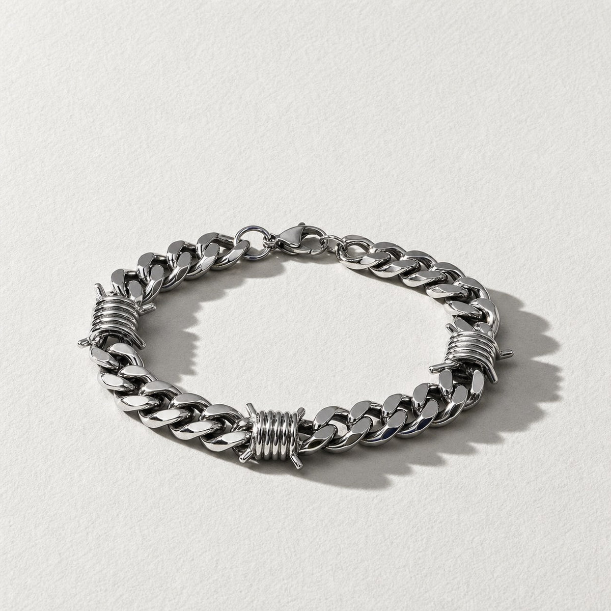 Stainless Steel Thorn Cuban Link Bracelet — Drokt profile view