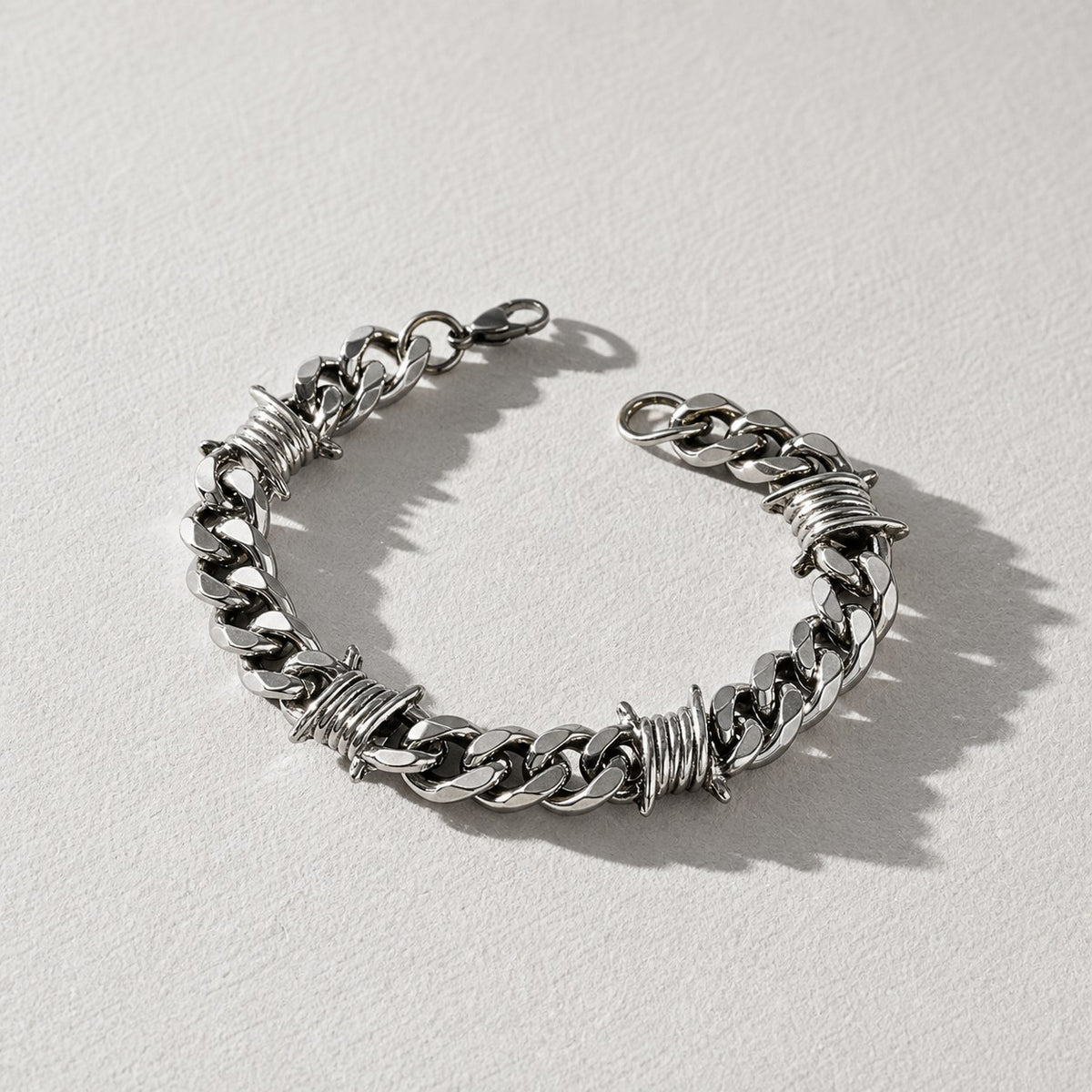 Stainless Steel Thorn Cuban Link Bracelet — 10mm width — Drokt