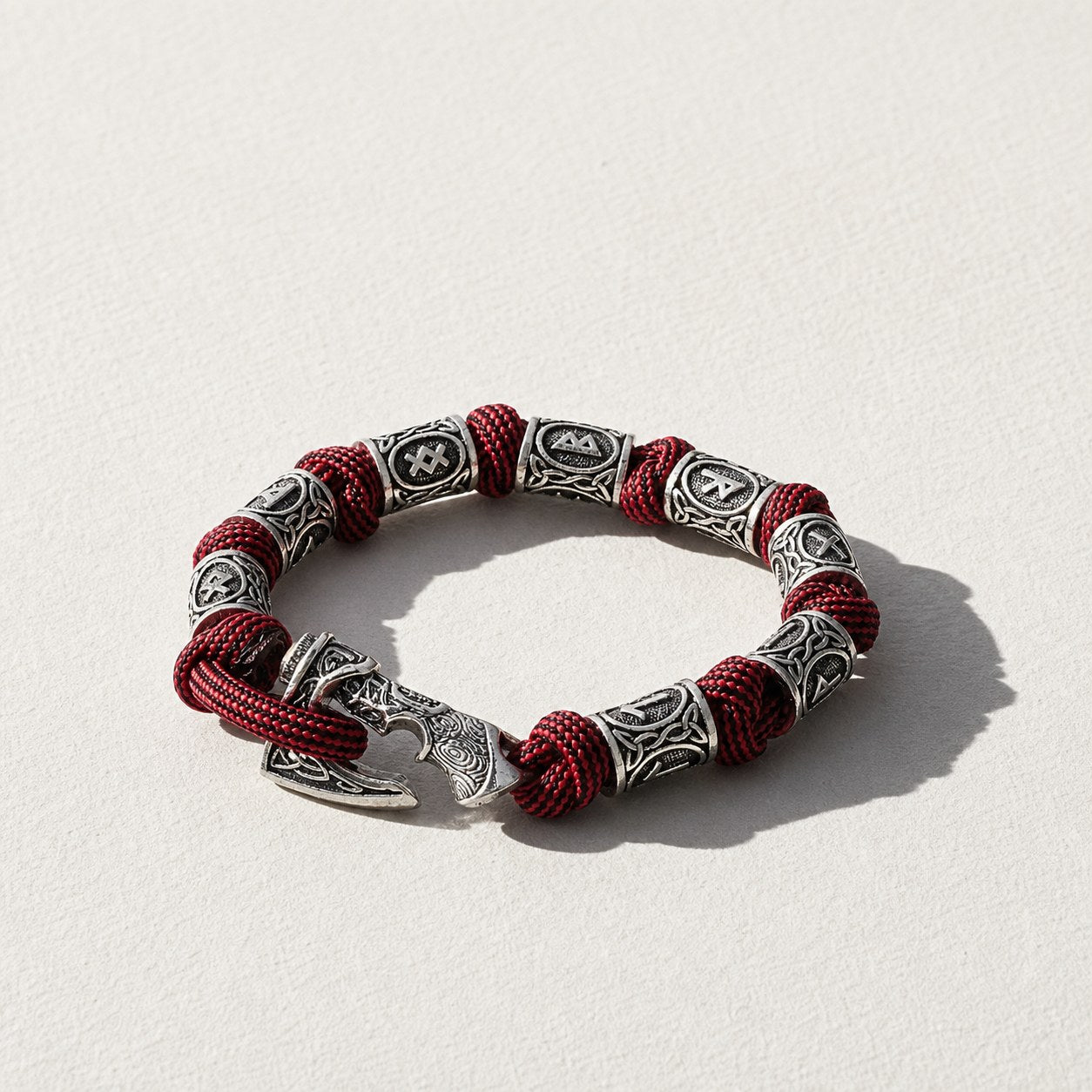 Viking Axe Paracord Wrap Bracelet — Red — Drokt